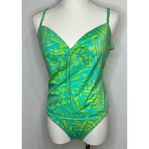 Victoria's Secret Miracle Bra Push-up Swimsuit 36C GreenTankini Small Bottom Y2K